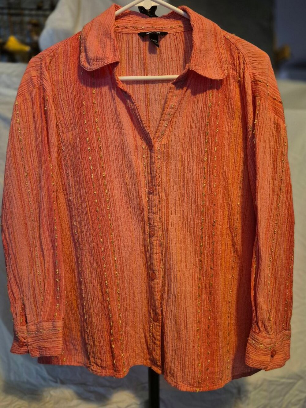 Krazy Kat. Cotton Shirt ,Large , pink/orange.